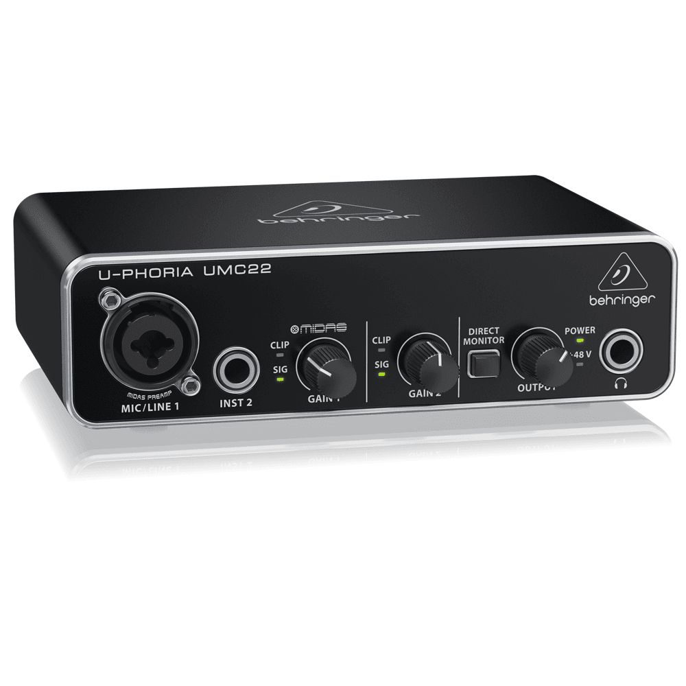Behringer UMC22 - Audiophile 2x2 USB Audio Interface with Midas Mic Preamplifier