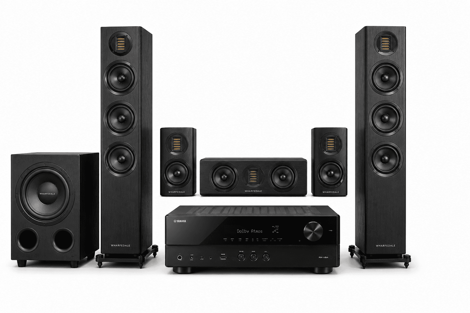 Yamaha + Wharfedale Evo 5.1 Home Theatre Package — RX-V6A with Evo4.3, Evo4.C, Evo4.1 &amp; SW-12