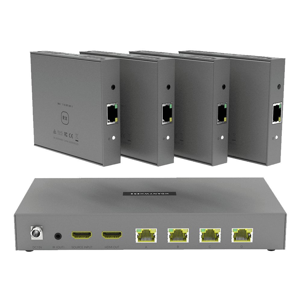 HD Anywhere XTND 4K (1x4+1) Splitter - 1 to 4 Splitter over Cat