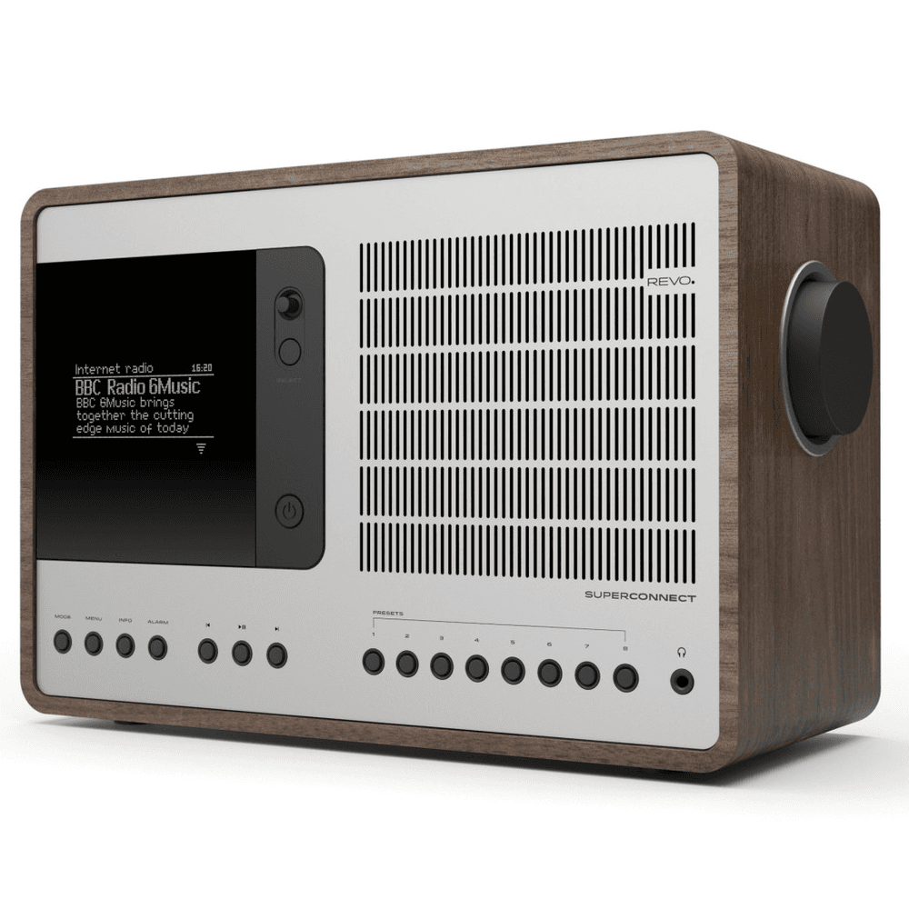 Revo SuperConnect Walnut Silver - Bluetooth Internet Radio
