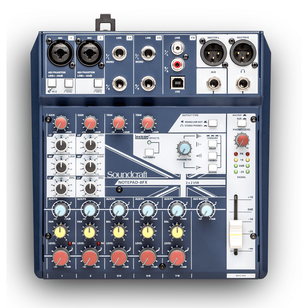 SoundCraft Notepad-8FX - Small-format Analog Mixing Console with USB I/O and Lexicon Effects