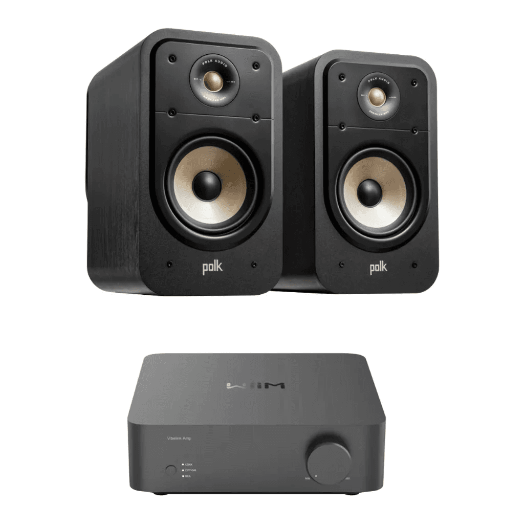 Polk ES20 Bookshelf (Black) with WiiM AMP - Streaming Stereo Combo