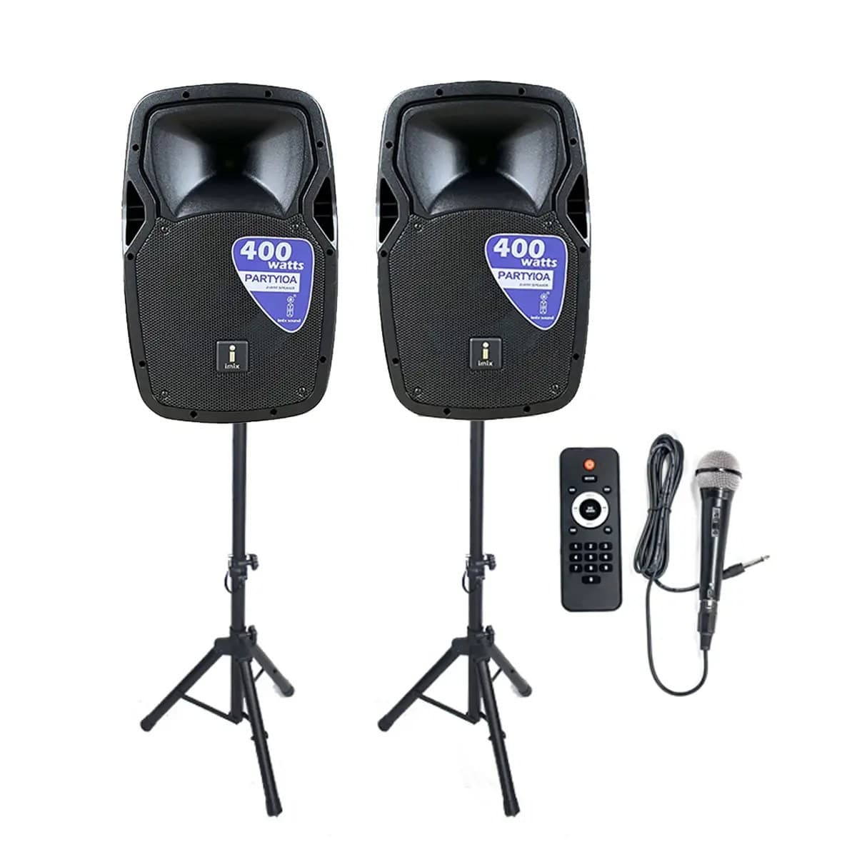 Imix - Party 10A 10″ Active Speaker Set w/ Stands And Mic