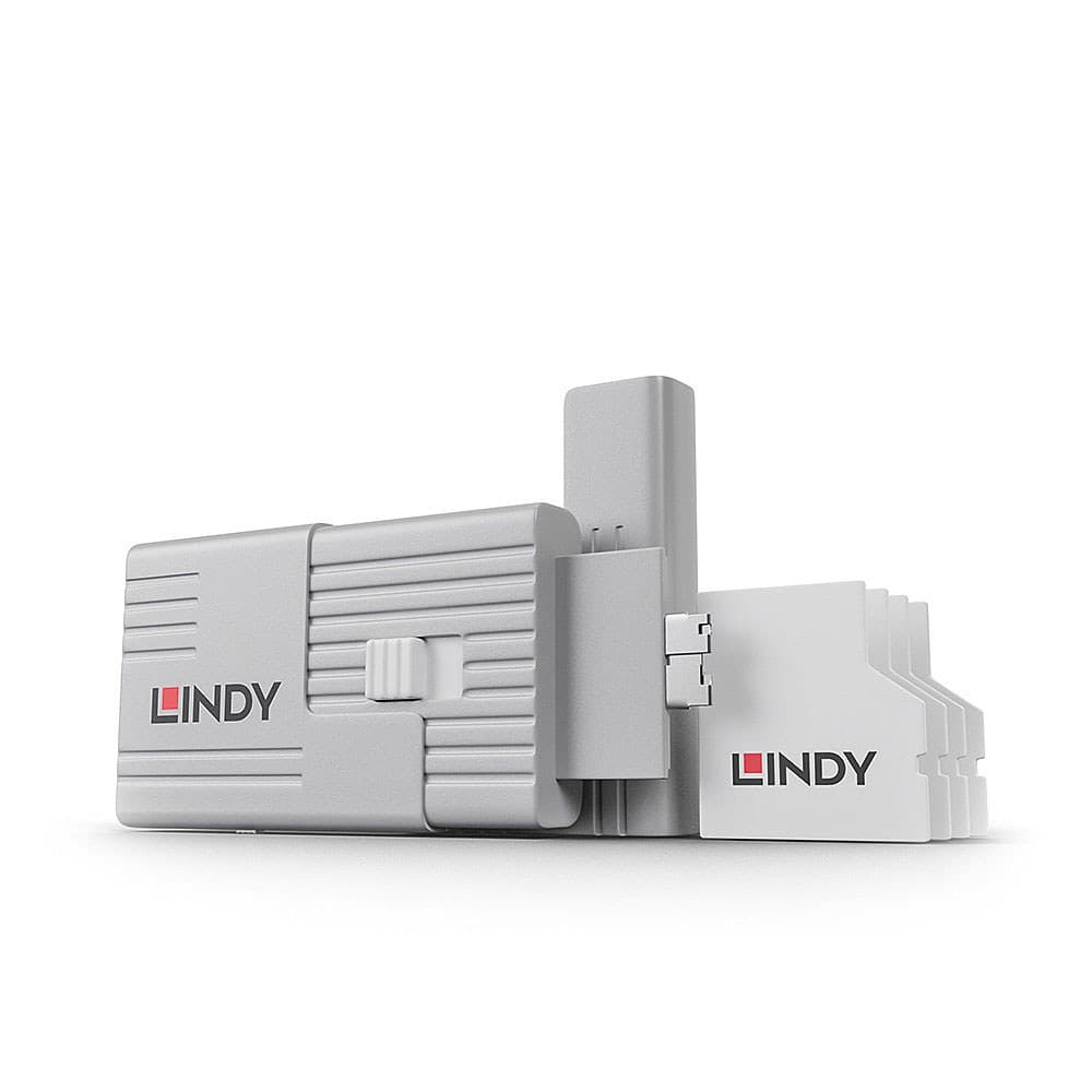 LINDY SD PORT BLOCKER KEY AND PACK OF 4 BLOCKERS – WHITE (40478)