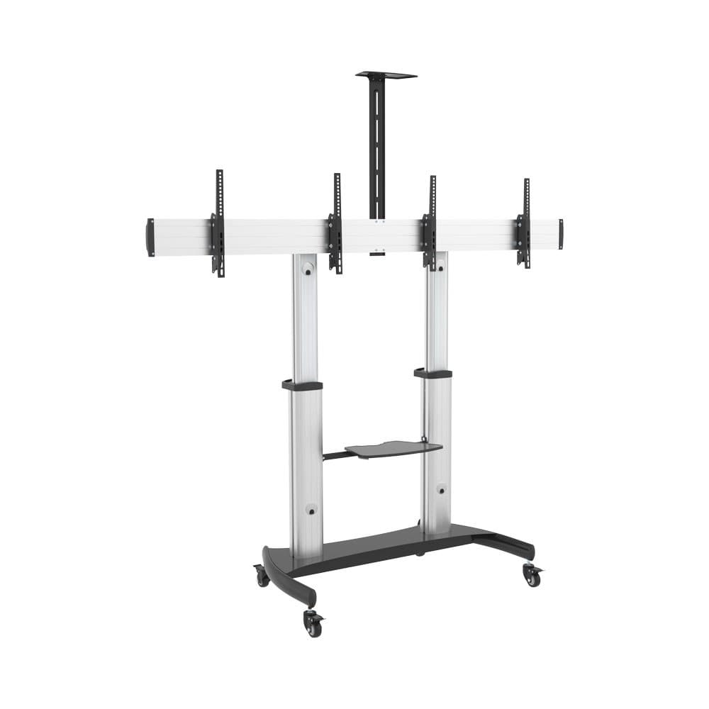 Linkqnet - TTD07-46TW 37 – 60 Inch Dual Display, Height Adjustable Aluminium Av Trolley With Media Shelf