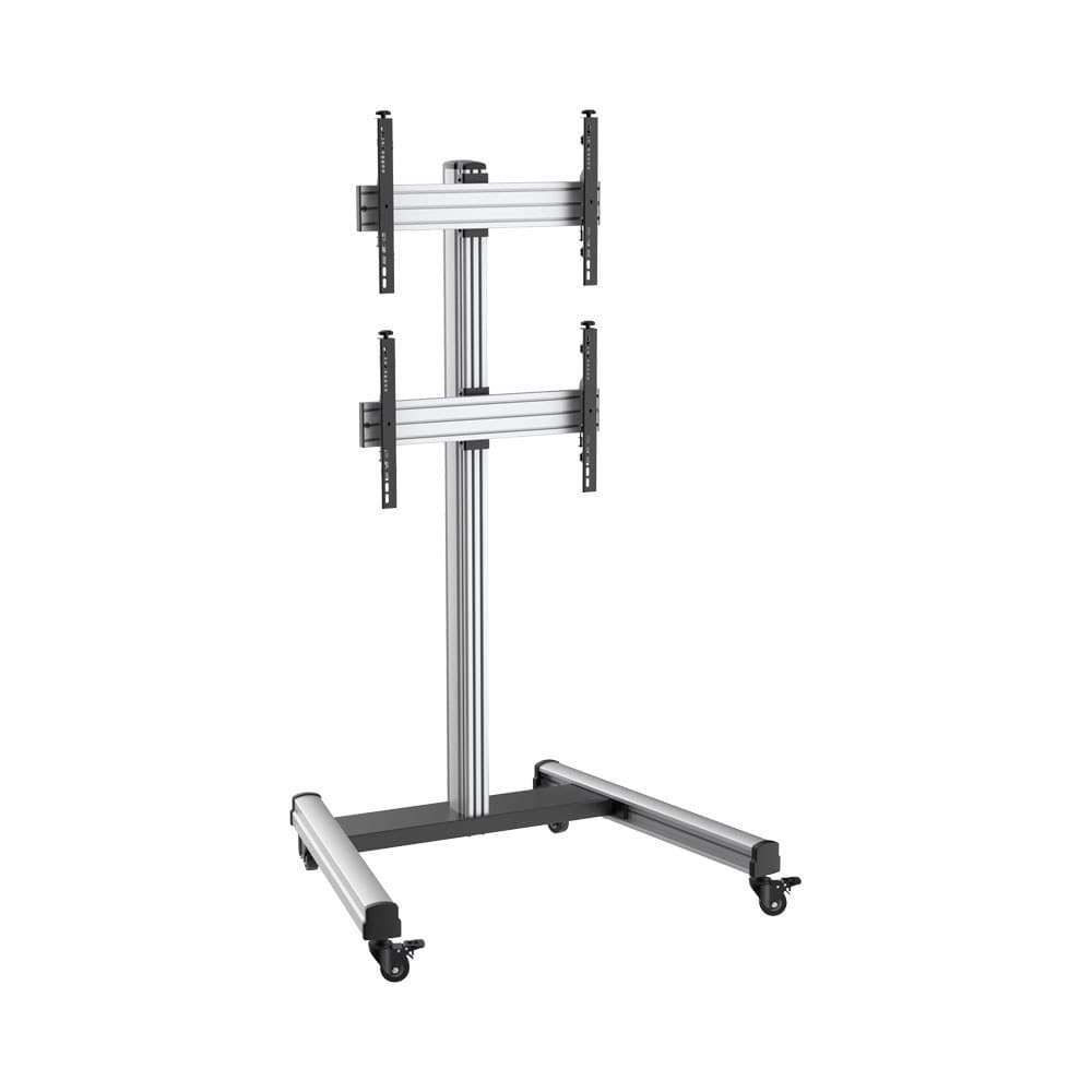 Linkqnet - LVS02-246FW 40 – 65 Inch Dual Stacking Screens, Height Adjustable Aluminium Av Trolley