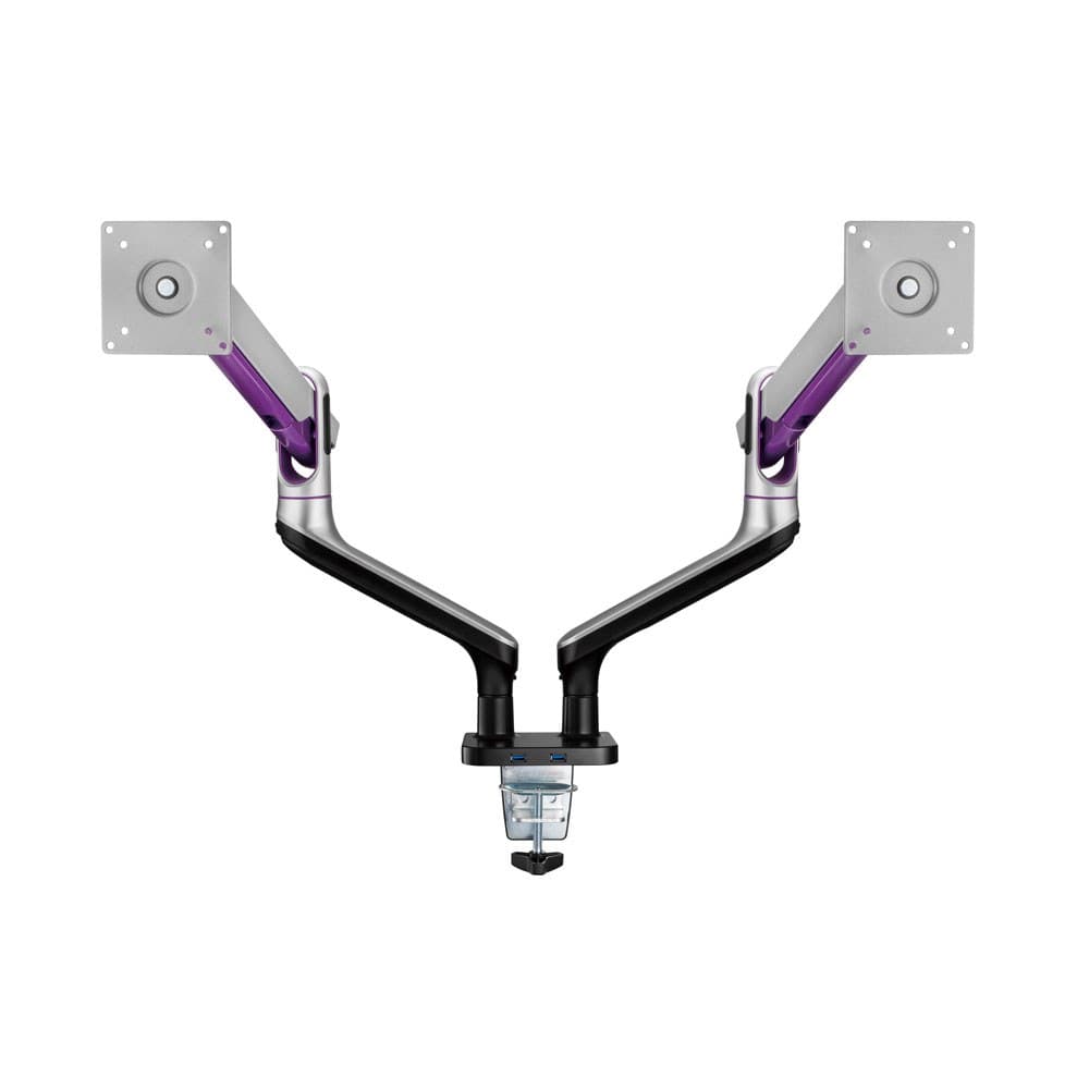 LINKQNET 17-32″ DUAL MONITOR ALUMINIUM SPRING-ASSISTED ARMS WITH USB PORTS