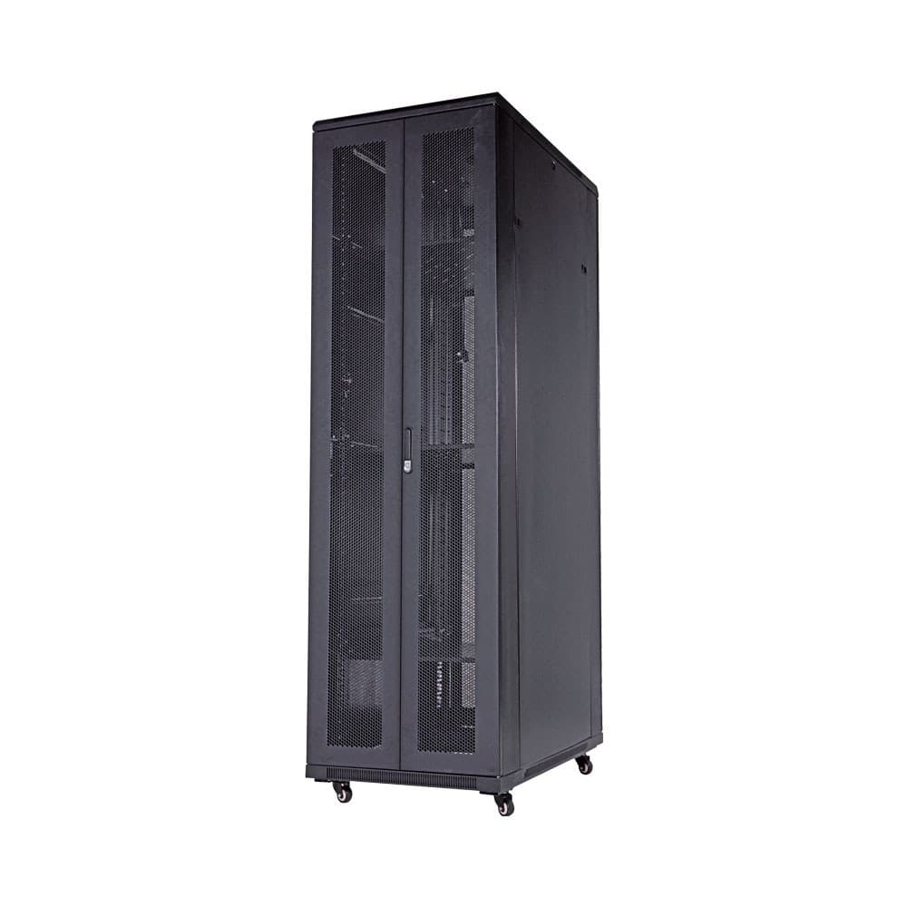 LINKQNET 22U FLOOR STANDING CABINET WITH DOUBLE MESH FRONT DOORS – 1M DEEP