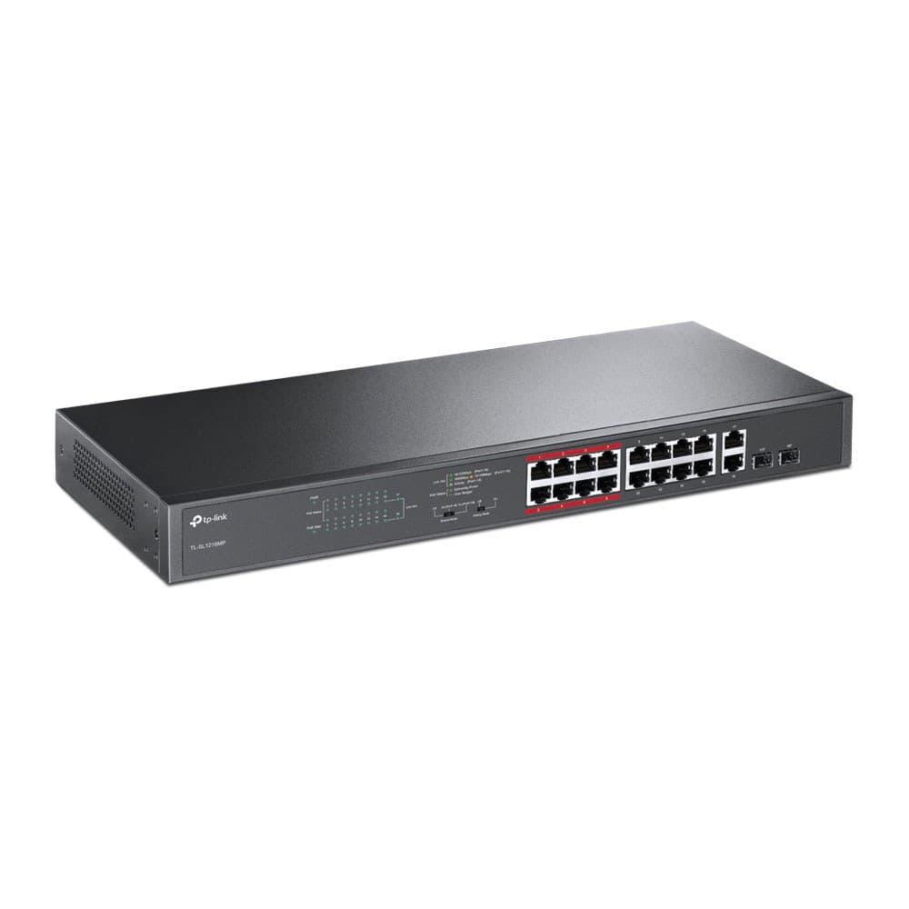 TP-LINK TL-SL1218MP 16-PORT 10/100MBPS POE+ PLUS 2-PORT GIGABIT RACKMOUNT SWITCH WITH 2 SFP SLOTS