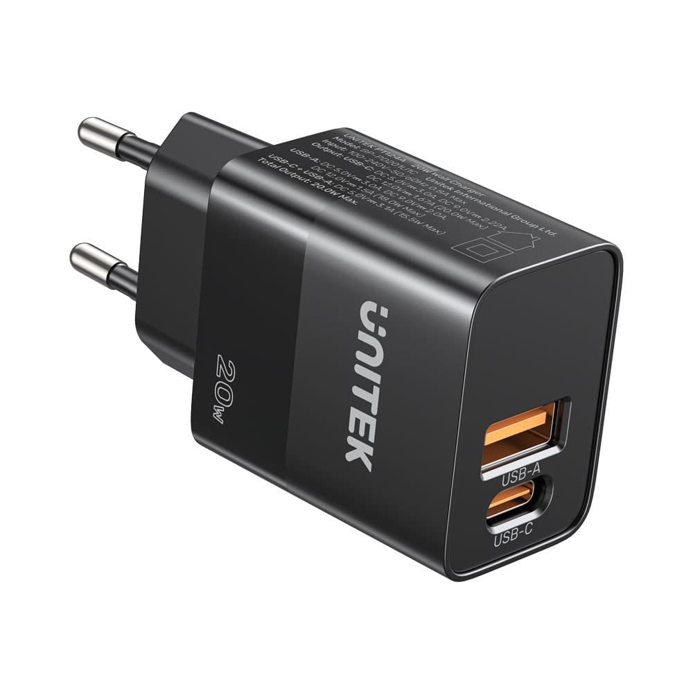 Unitek - P1124A 20W Dual Port Qc And Pd3.0 Wall Charger