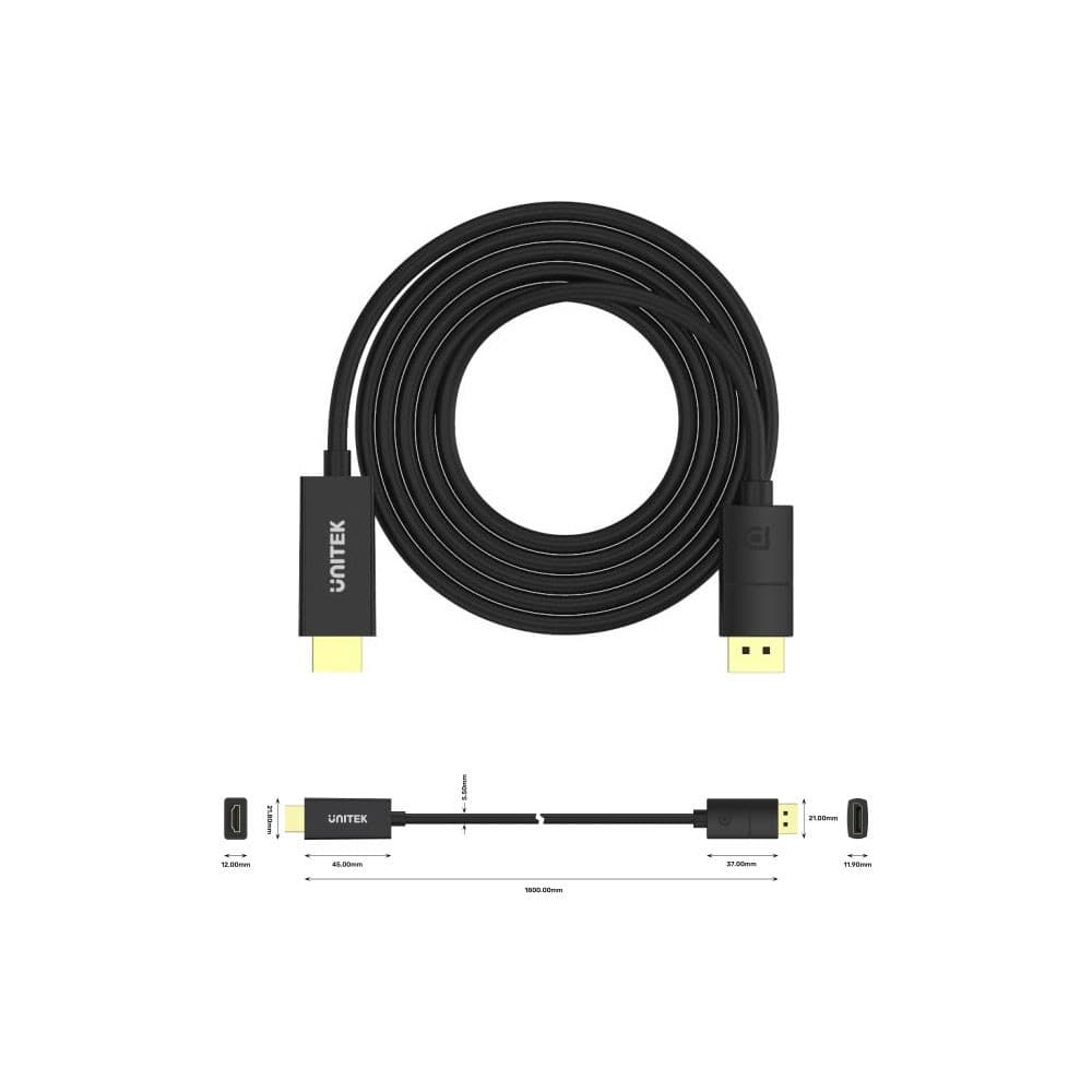 UNITEK 1.8M 4K DISPLAYPORT 1.2 TO HDMI CABLE (V1608A)
