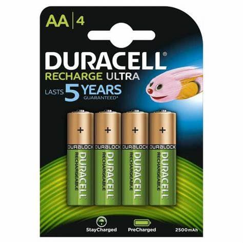 Duracell RECHARGE AA 4 CARD - Duracell Rechargeable Ultra AA 2500mAh - per card - 5 year