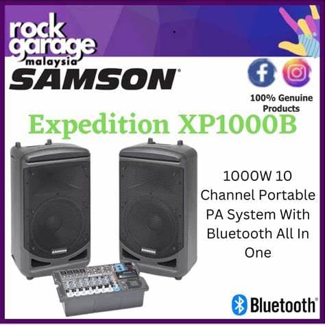 Samson XP1000B - Portable all-in-one sound system & Bluetooth-enabled