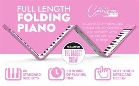 CARRY-ON-FP88-PK 88 Key Folding Piano Pink