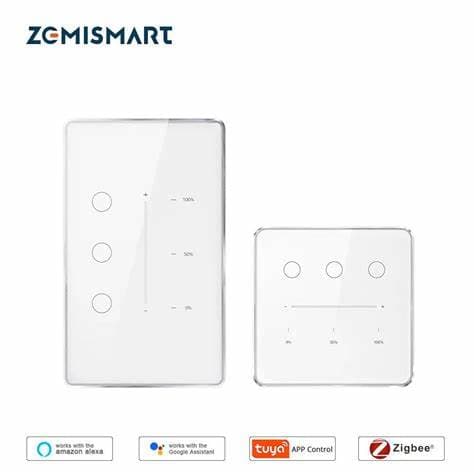 Zemismart US Touch Switch 2x4 PVC 3Channel Black (Tuya Zigbee)