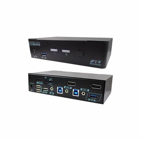 REXTRON 2-PORT 4K DISPLAYPORT KVM SWITCH TO HDMI2.0 AND USB3.2