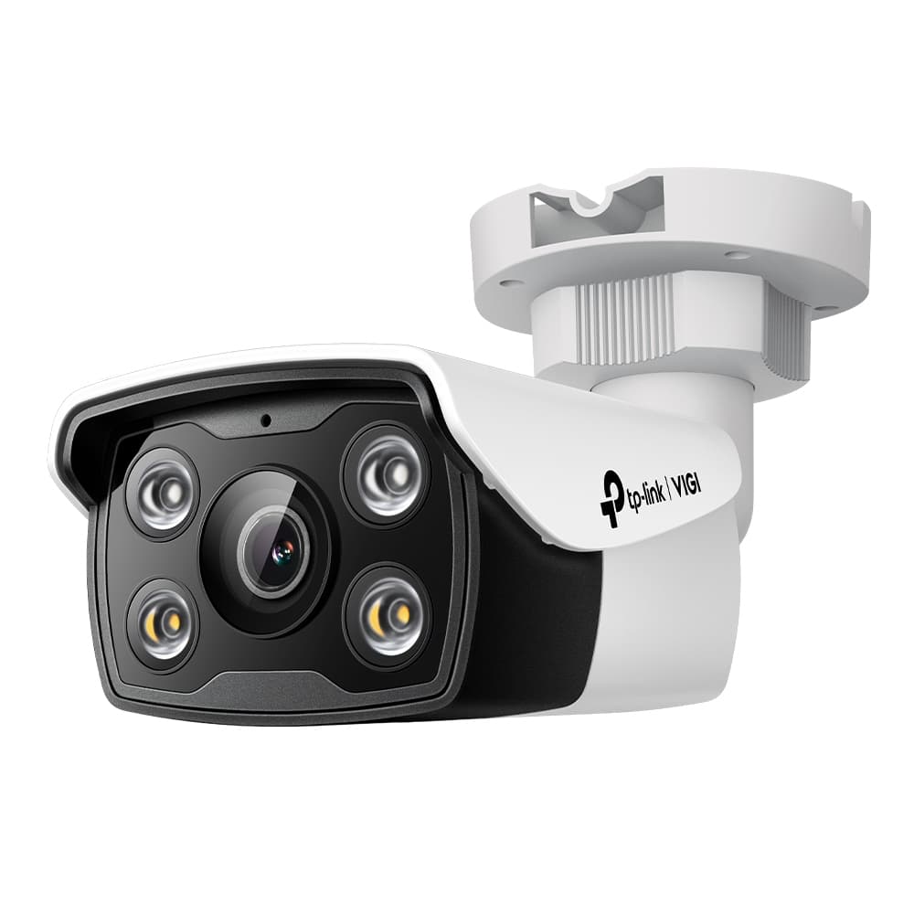 TP-LINK - VIGI 5MP Full-Color Bullet Network Camera, 4mm Fixed Lens, 1/2.7” Progressive Scan CMOS, H.265+/H.265/H.264+/H.264, IR/White LED, 25fps/30fps (2880x1620), IP67,Web, PoE/DC 12V,120dB WDR, Built-in MIC/Speake, micro-SD Slot