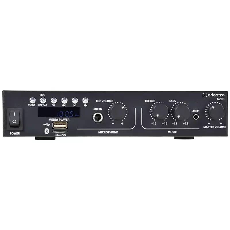ADASTRA A200 Compact Stereo PA Mixer-Amplifier USB/BT/FM 8Ω 2 x 100W