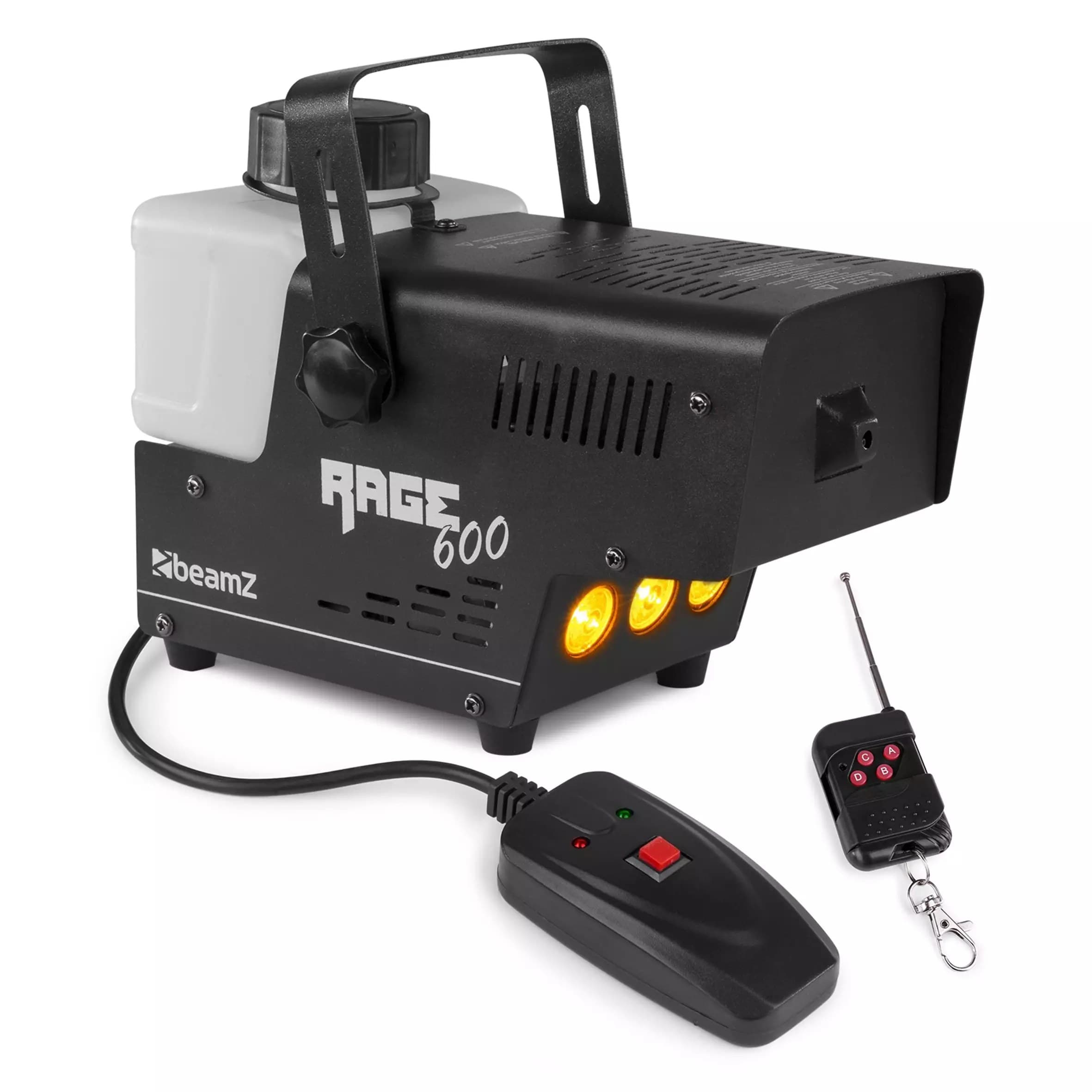 BeamZ RAGE600LED Smoke Machine 600W Amber 3x 1W Wireless Remote
