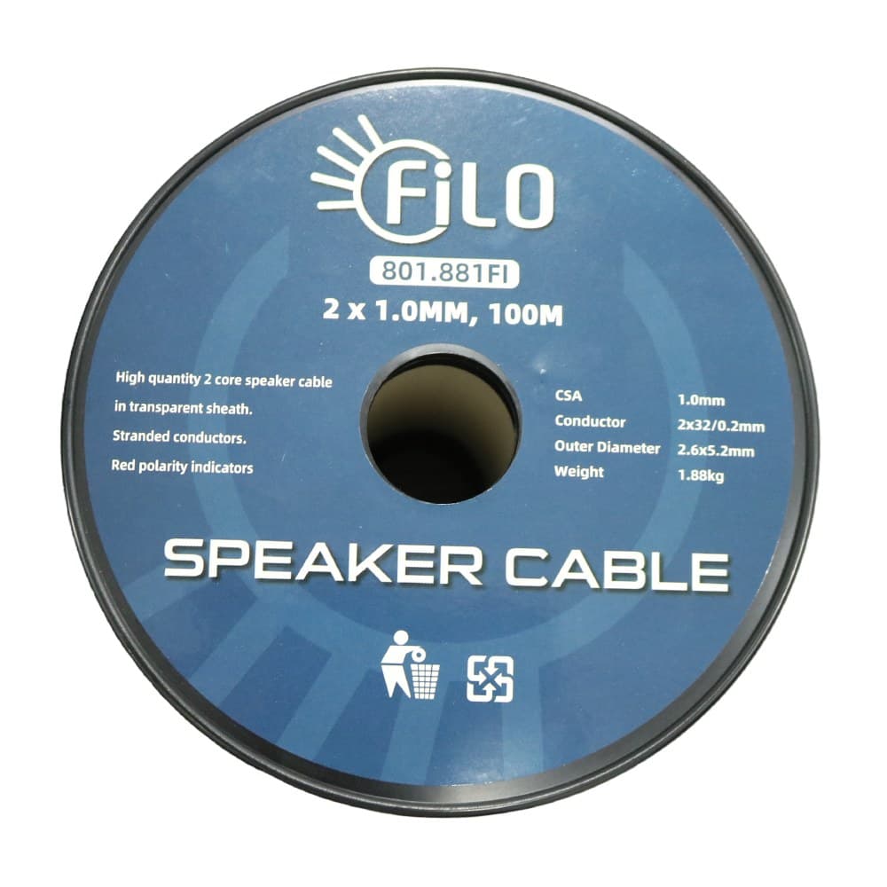Filo - TF1.0C SPEAKER CABLE 1.0MM CLEAR 100M