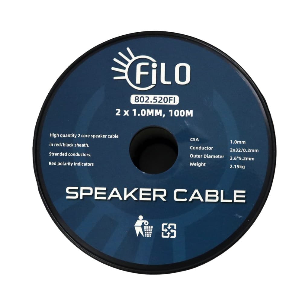 Filo - TF1.0RB SPEAKER CABLE 1.0MM RED/BLACK 100M