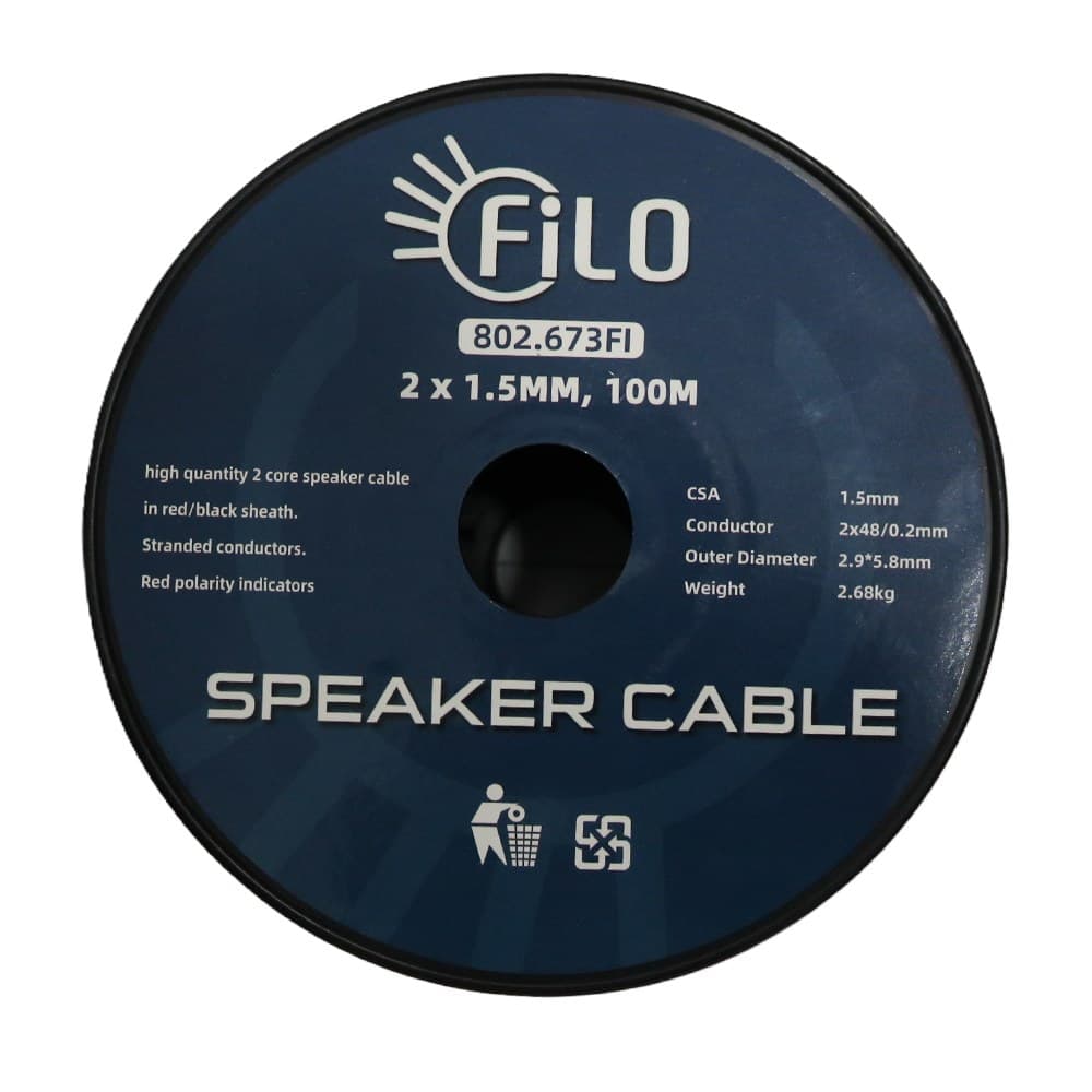Filo - TF1.5RB SPEAKER CABLE 1.5MM RED/BLACK 100M