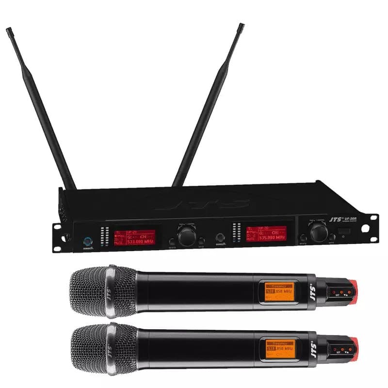 JTS - UF-20R/JSS-20 DUAL HANDHELD MICROPHONE TRUE DIVERSITY UHF 624-694MHz