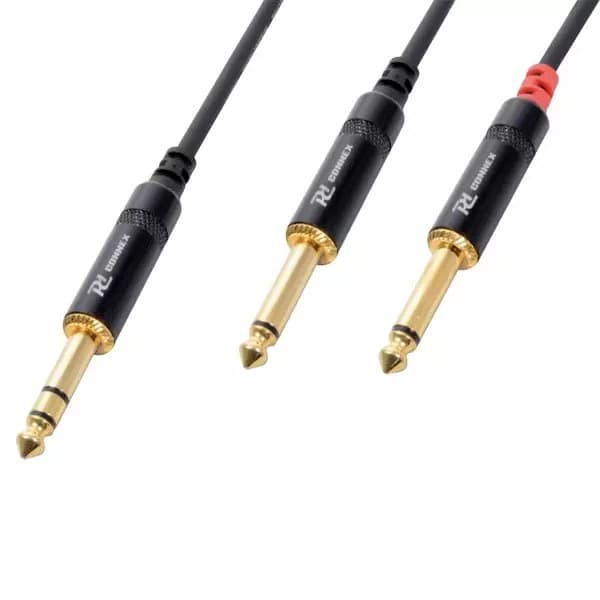 Power Dynamics Connex - PDC CX76-3 SIGNAL LEAD 6.3MM STEREO MALE – 2X 6.3MM MONO MALE 3M