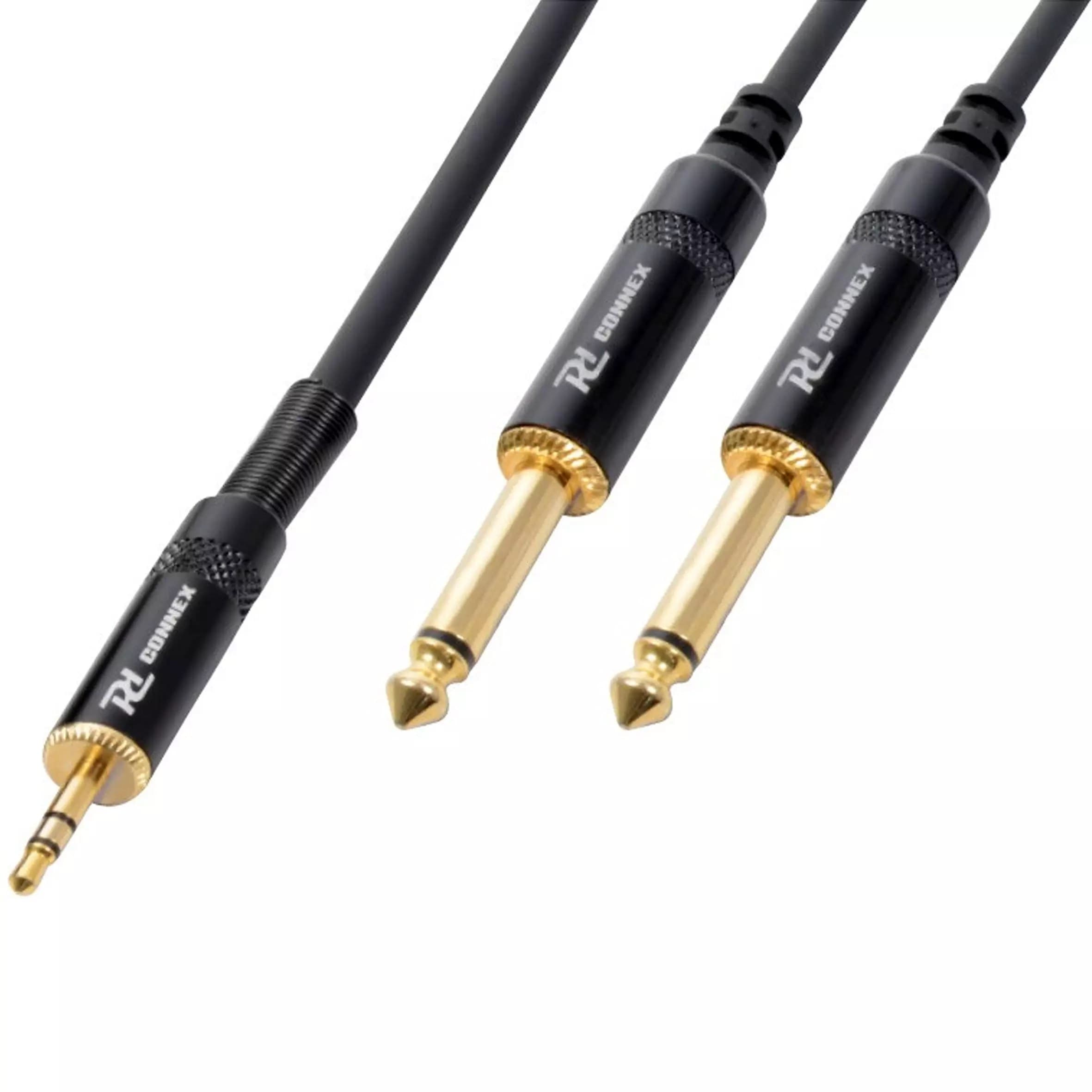 Power Dynamics Connex - PDC CX86-3 SIGNAL LEAD 3.5MM STEREO MALE – 2X 6.3MM MONO MALE 3M