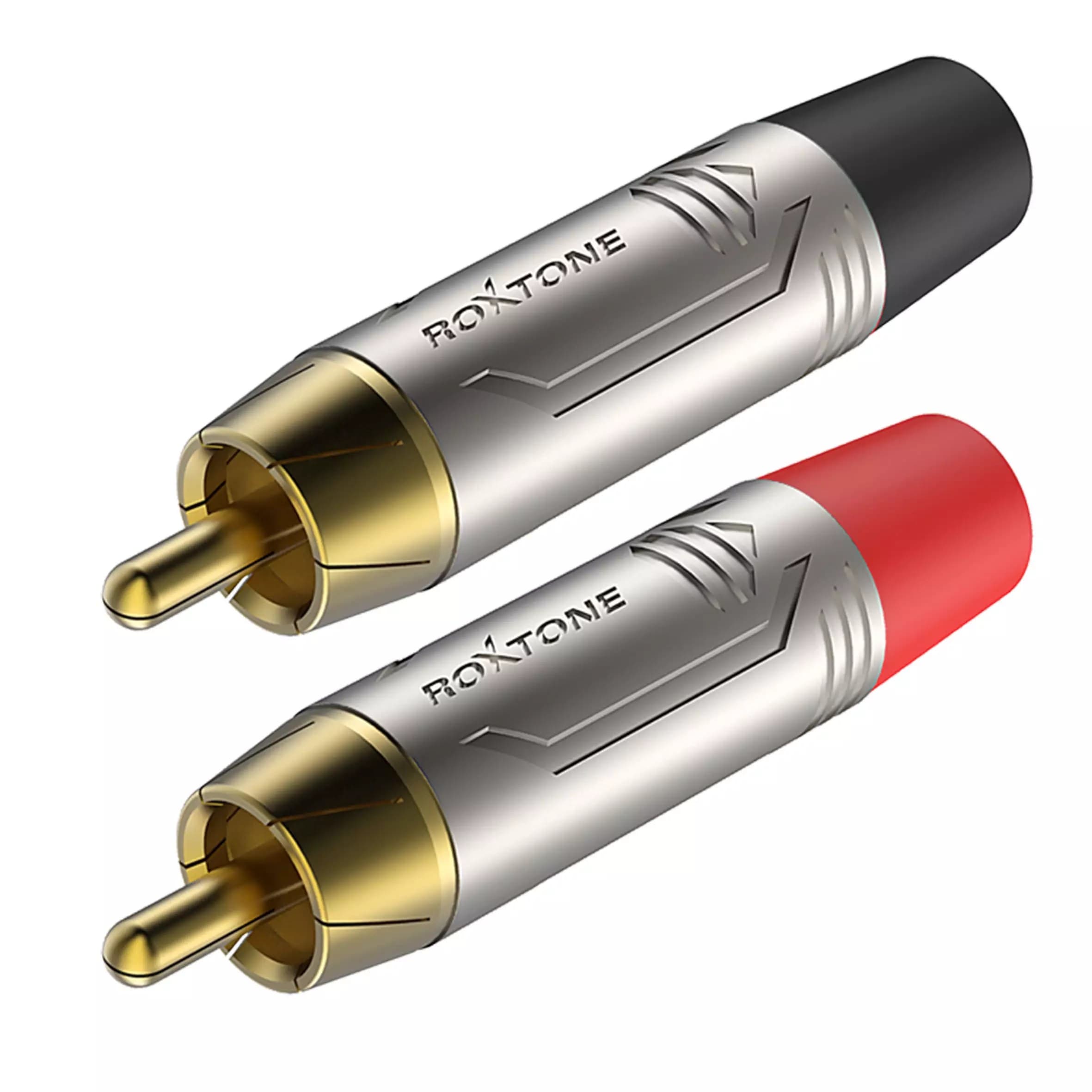 Roxtone - CONNECTOR PAIR RCA INLINE MALE RED & BLACK