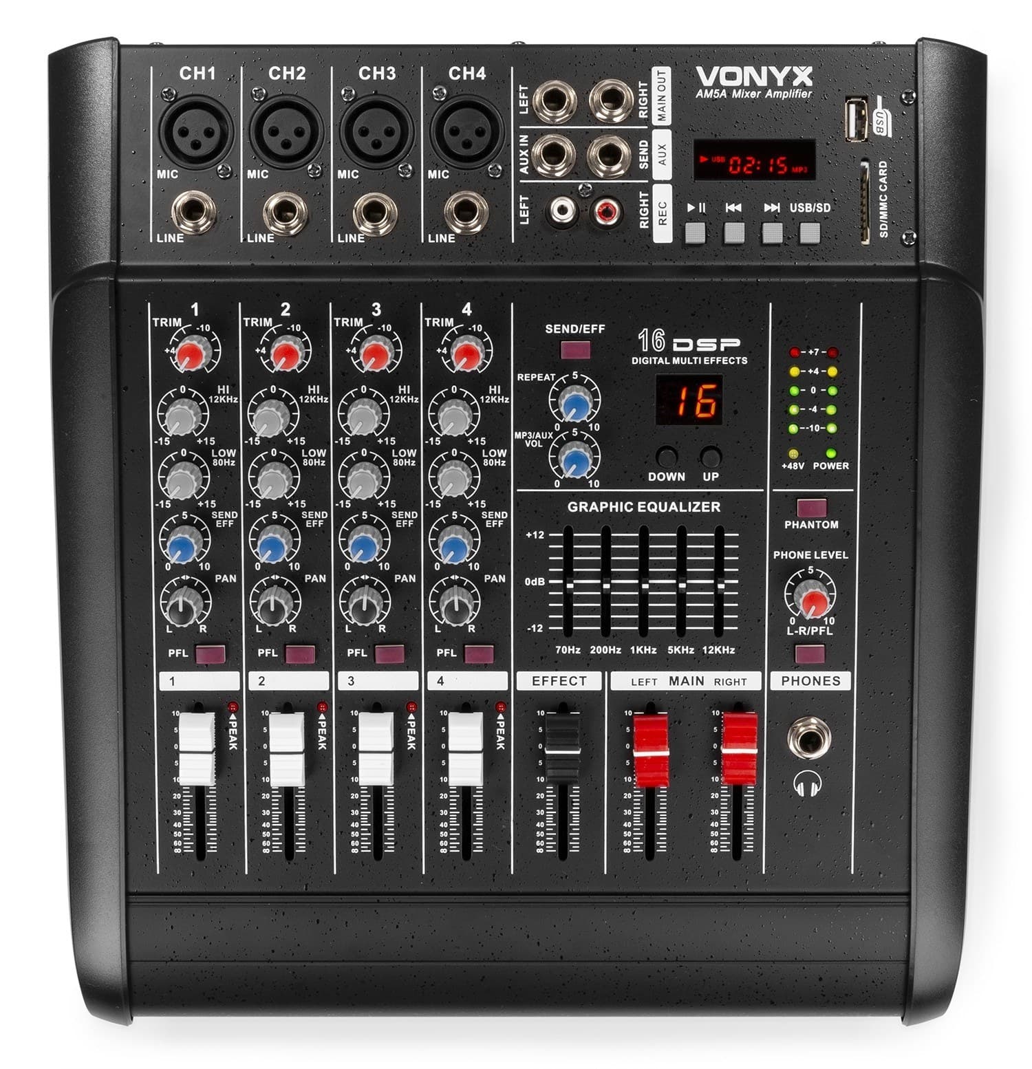 Vonyx - AM5A MUSIC MIXER DSP/BT/SD/USB/MP3 5-CH