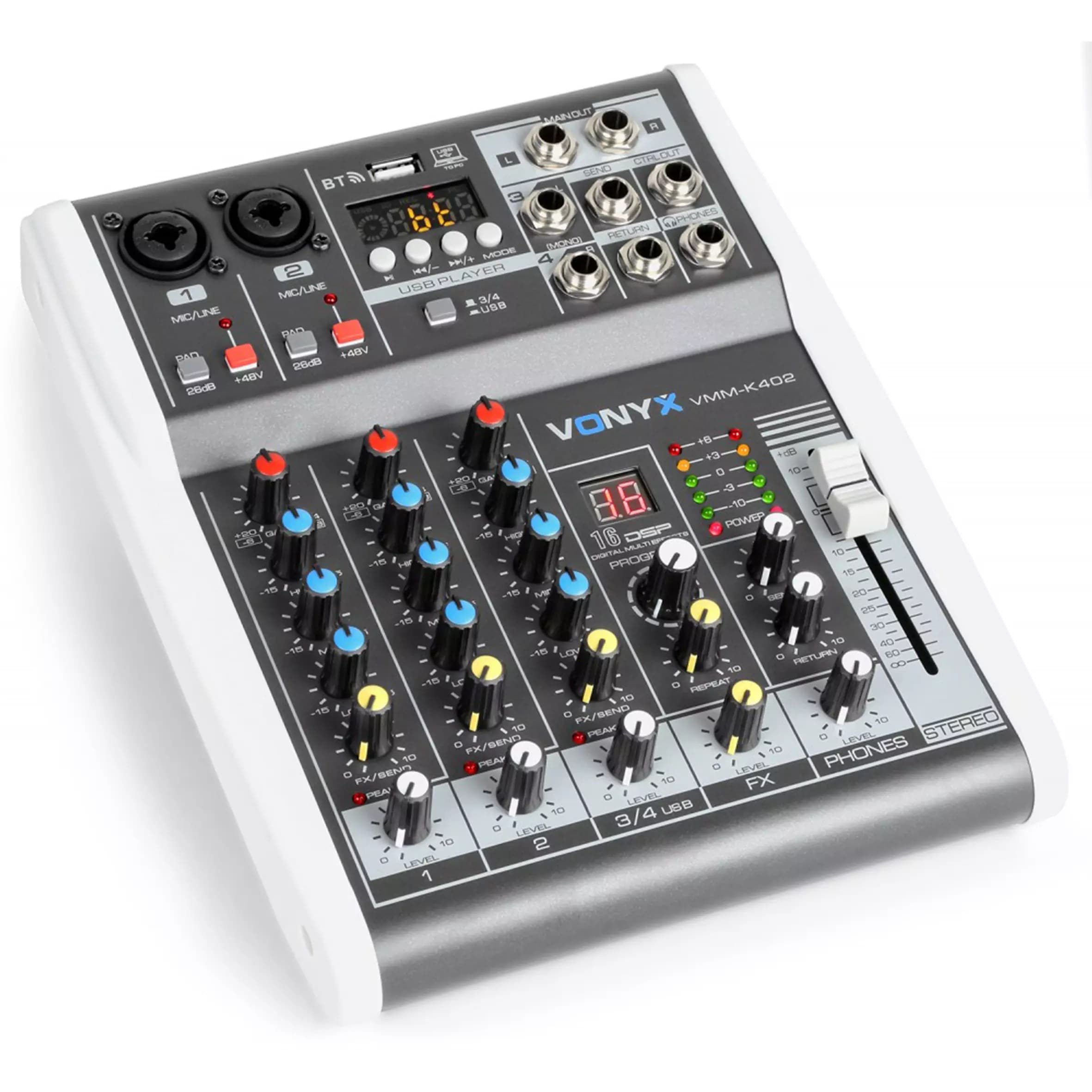 Vonyx - VMM-K402 MUSIC MIXER DSP/BT/MP3/USB/REC 4CH