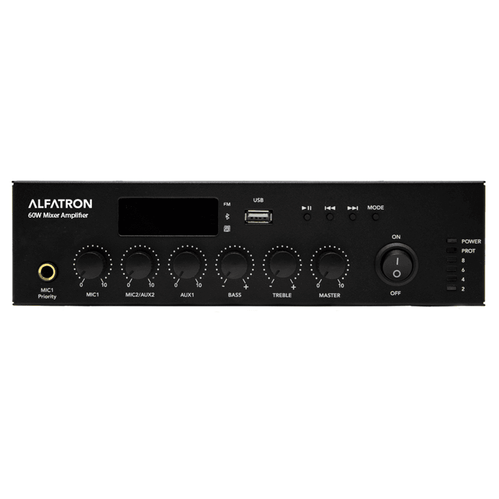 Alfatron ALF-120W-UB - Compact Mixer Amplifier with Media Player & Bluetooth 120 W
