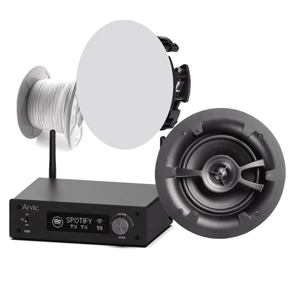 Arylic H50 Package - Wireless Airplay2 Stereo Amplifier with Linx Ceiling Speakers