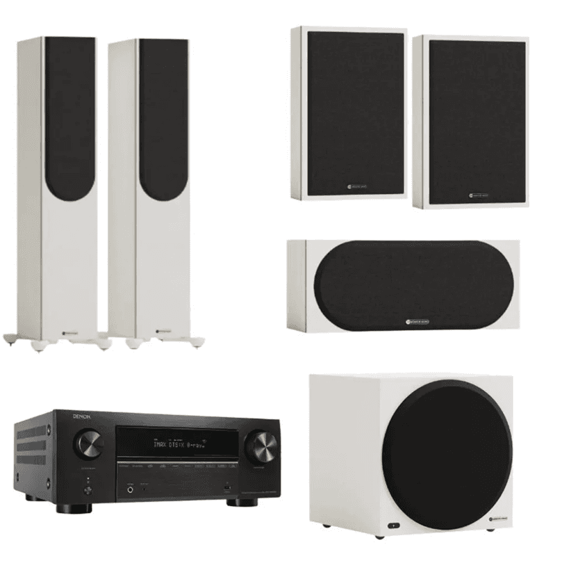 Monitor Audio - Bronze 300 5.1 + Denon AVC-X3800H Home Theatre Package (White)