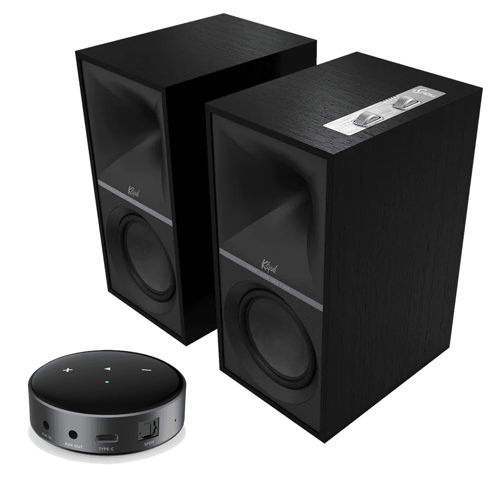 Klipsch The Sevens wiith Free WiiM Streamer - Black Heritage Inspired Powered Speakers