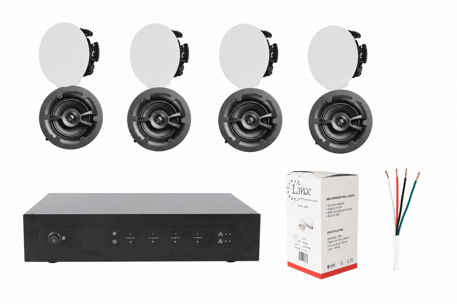 LINX 4-Zone Multiroom Audio Streaming Package with 8 In-Ceiling Speakers