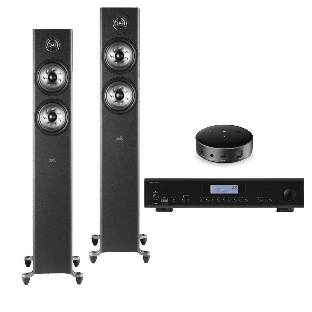 Polk R500 Package including Rotel A12 Amplifier and WiiM Audio Streamer