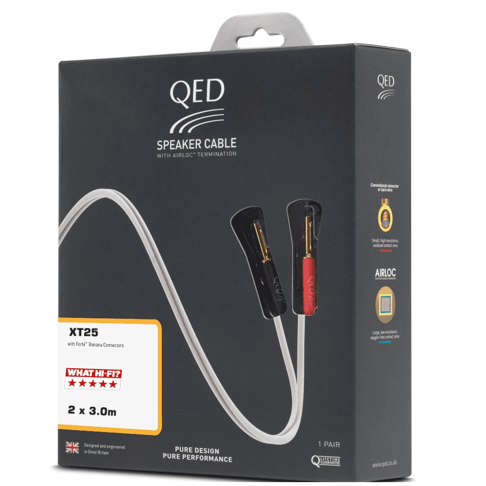 QED XT25 Preterminated - Oxygen Free Pre-Terminated Speaker Cable (Pair)