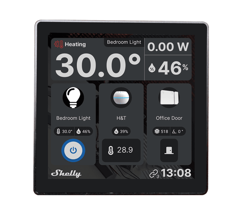 Shelly Wall Display (Black) - Smart Touchscreen for Shelly Control