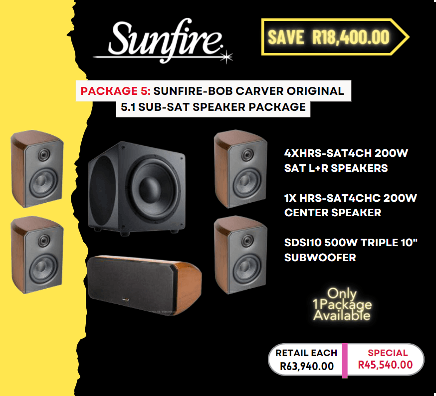 Sunfire HRS 5.1 Bob Carver Original Package - Wood Surround Sound Satellite Package