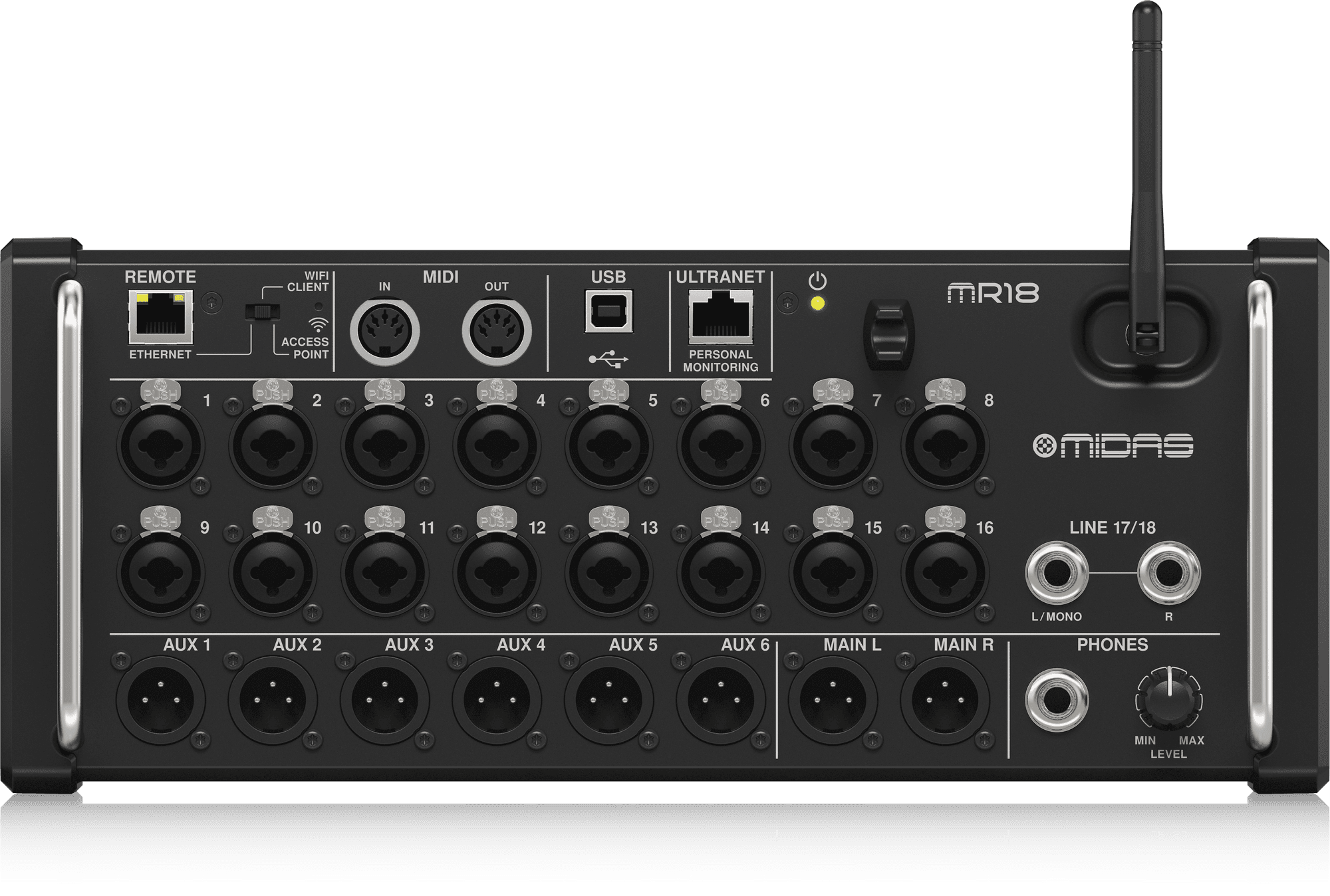 Midas MR18 - 18-Input Digital Mixer for iPad/Android Tablets with 16 Midas PRO Preamps