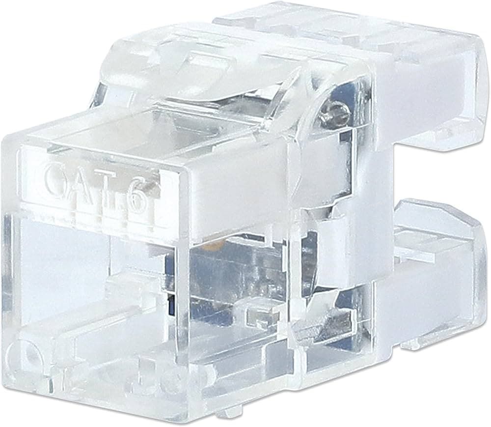 Intellinet - Cat6A UTP 90° Keystone Jack (10 Gigabit, White)