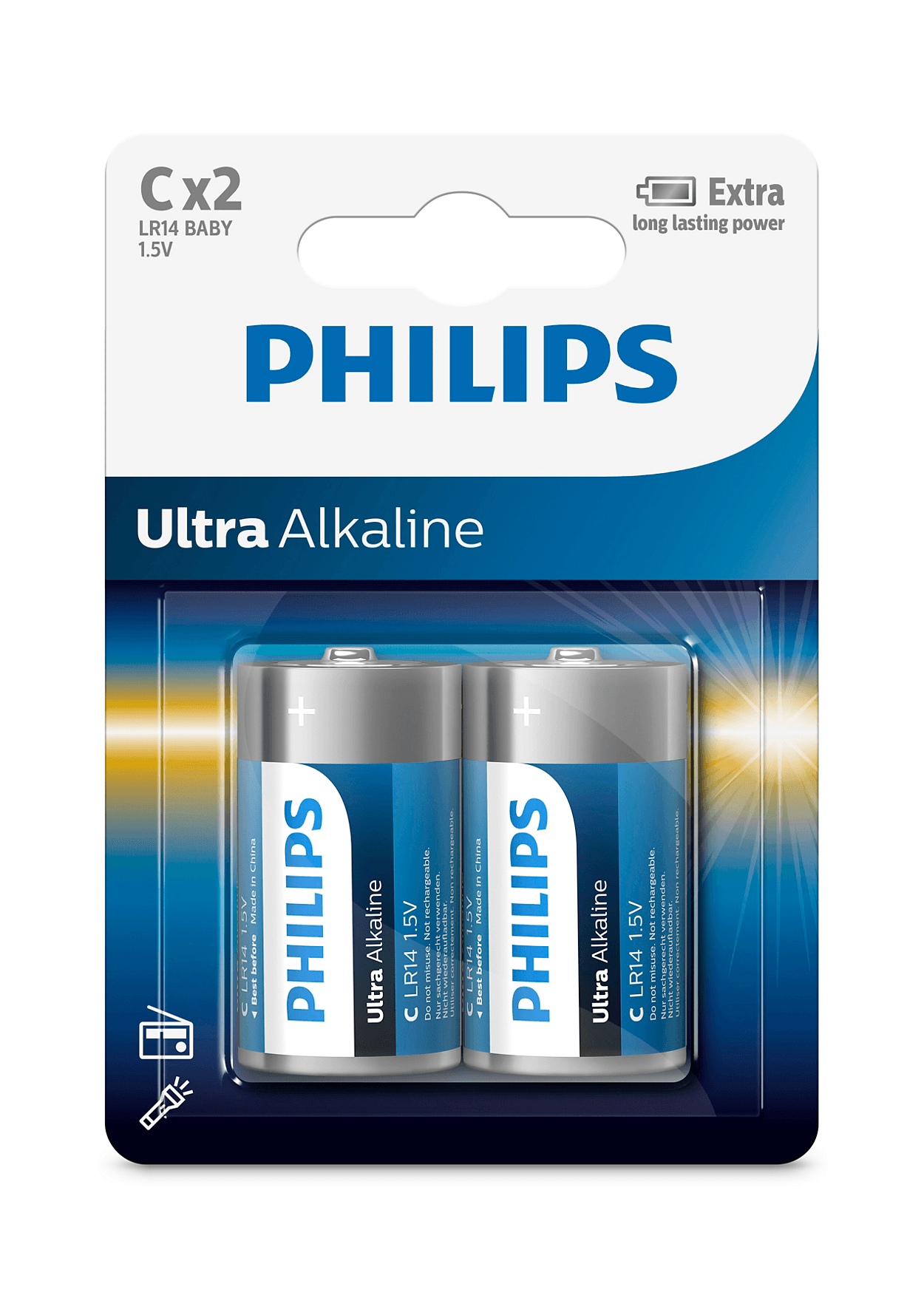 Philips - LR14E2B Ultra Alkaline Type C Battery (2-Pack)