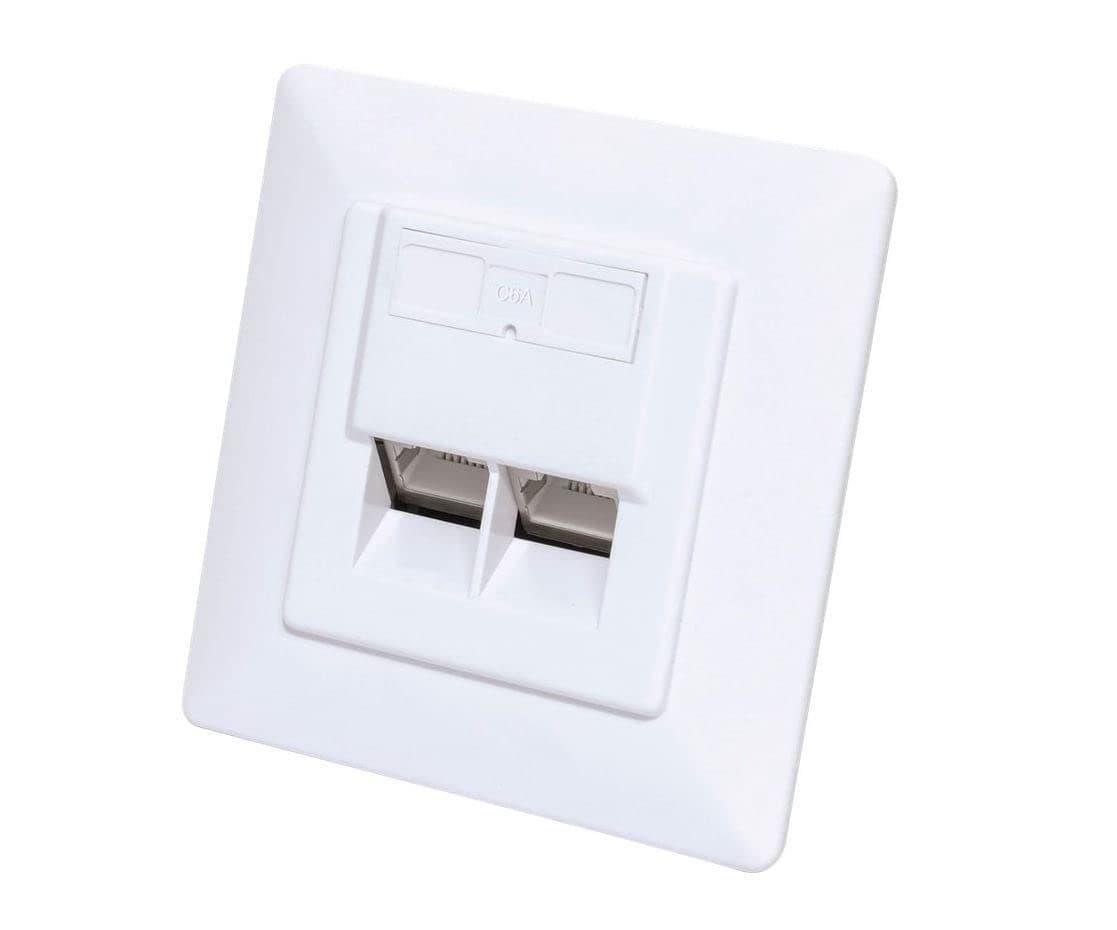 Intellinet - Cat6 UTP Locking 2-Port Surface Mount Box (White)