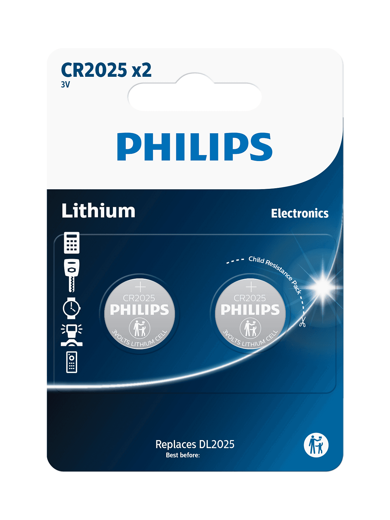 Philips - CR2025 Lithium Coin Cell Battery 3V (Box of 10)
