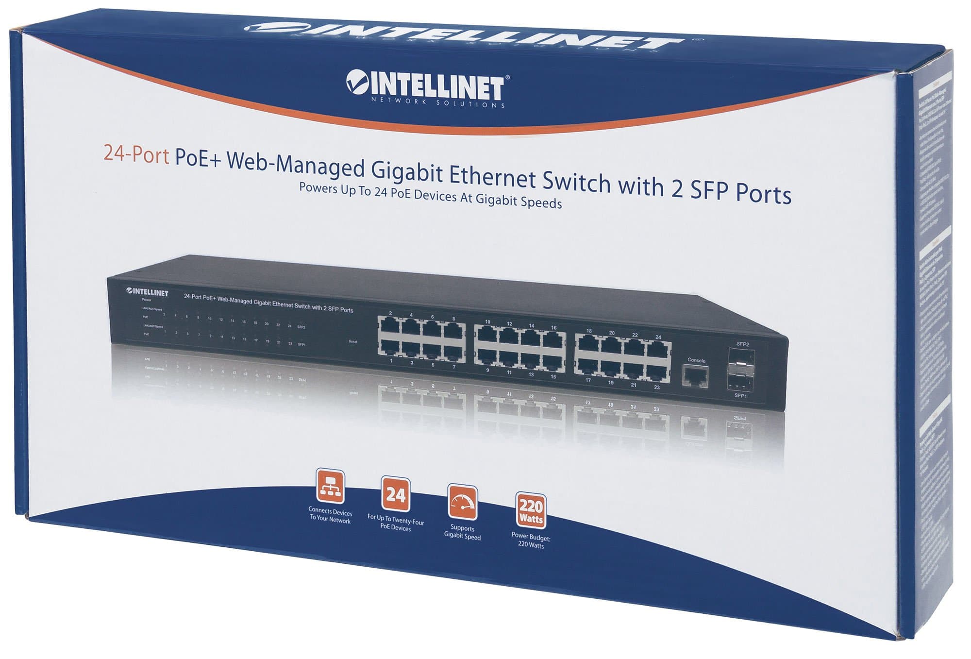 Intellinet - 711074 19-Inch 1U Cable Management Panel (4-Ring, Black)