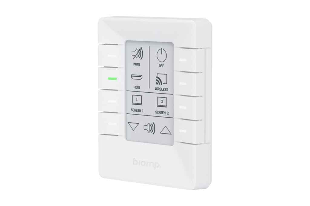 Biamp Apprimo, Impera, Vidi TEC-X1000WH - Biamp networked AV control pad with touch panel and rotary knob for use with Tesira systems. Supports up to six programmable touch buttons. Four units can be daisy chained in one system. White